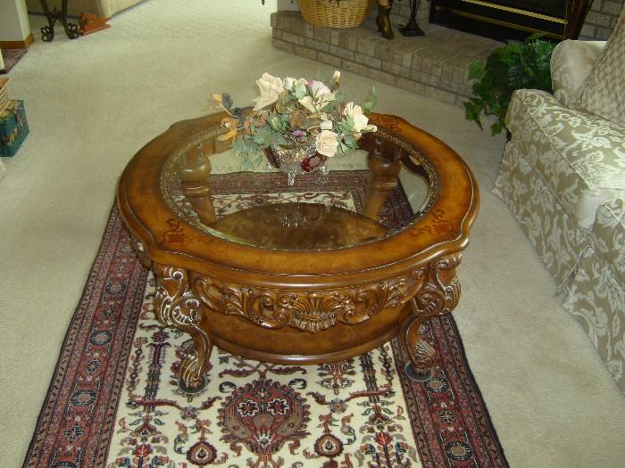 Oriental Rug and Round Coffee Table