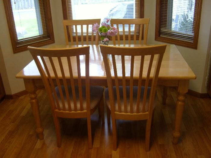Wood Kitchen Table with 4 Upholstered Chairs