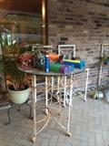 Hightop wrought iron table and 3 chairs