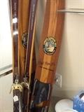Cypress Gardens Dick Pope Jr. vintage water skis and Norwegian wood snow skis