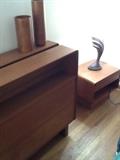 Teak Westnofa (Norway) (2) full size bookcase headboards (separate or together make a very large king size bed) and 1 of 2 great nightstands