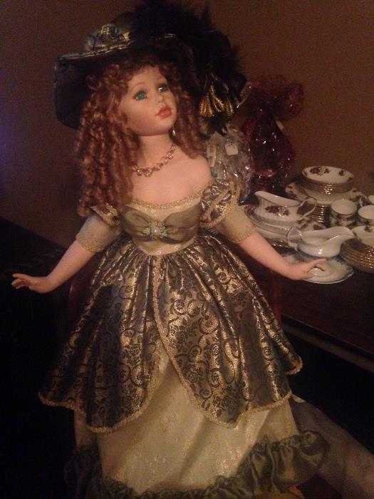 Victorian Inspired Porcelain Doll w/ Stand