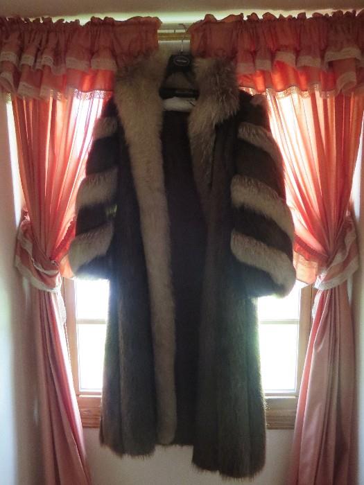 Mink and fox full length coat