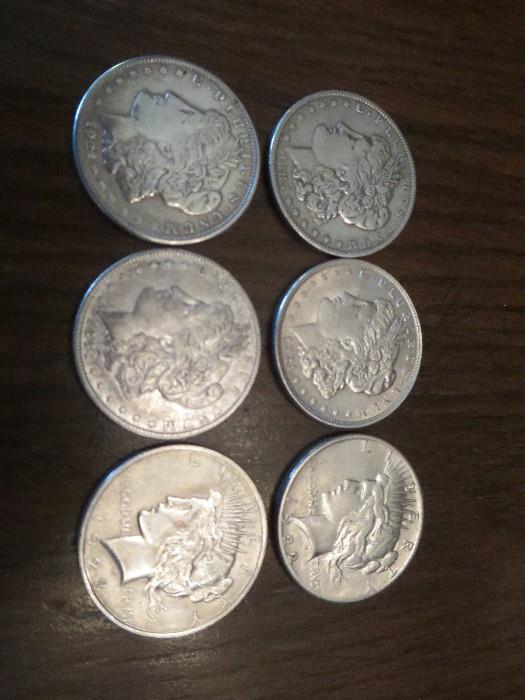 Morgan and Peace Silver Dollars