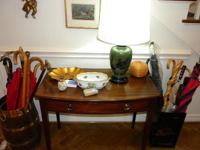 Japanese lamp bow front mahogany console table