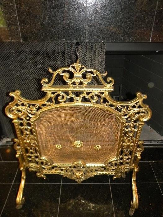 antique brass fire screen