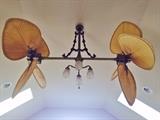 Ceiling Furniture! Unique Twin Horizontal Palm Leaves & Antique Brass Ceiling Fan