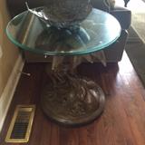Bombay Brass/Glass Elephant End Table
