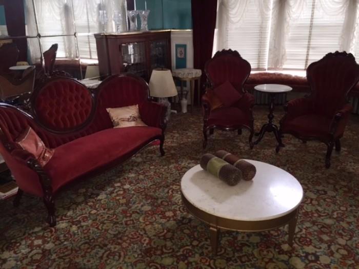 Victorian Living Room - Sofa, Side Chairs & Tables