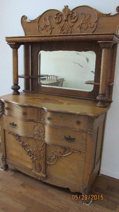 ANTIQUE OAK BUFFET CABINET