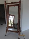 ANTIQUE CLAWFOOT OAK MIRROR