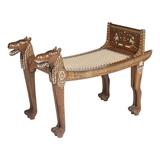 Egyptian Revival teak bench