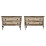 French painted chest of drawers, a pair