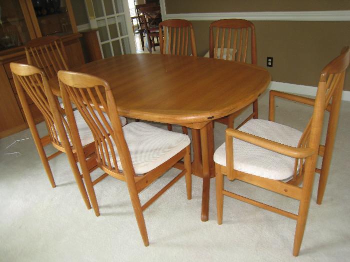 Teak Table and Chairs with Leaves