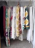 Quilts and tableclothes - old and new. 