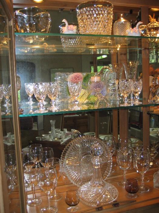 Glassware including Waterford decanter