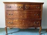 Antique Queen Anne Burl Wood Dresser