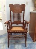 Pressed Wood Cane Seat Chairs, set of five