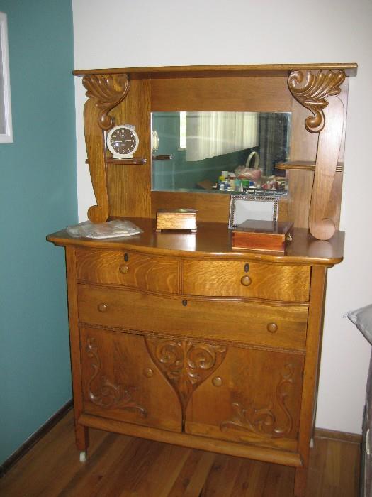 Antique carved oak dresser $450