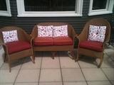outdoor wicker set also a table not seen