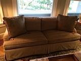 Custom sofa with down wrapped cushions 80x39x35h throw pillows not for sale
