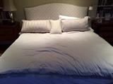 King size custom upholstered headboard for sale - not mattress set.  Headboard measures 77 inches wide