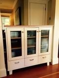 Custom storage unit matches kitchen island also has a cherry top measures 19.5 x 45.5 x 44h base is white
