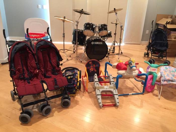 Baby strollers, toys, play equipment
