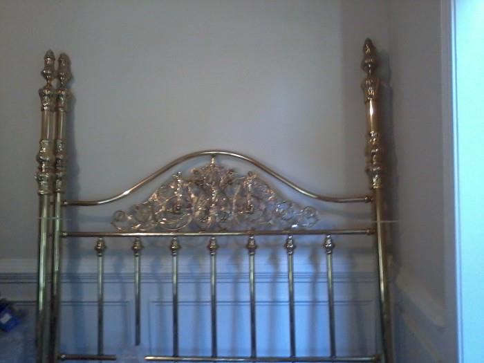 Antique Queen Cherub Brass Bed