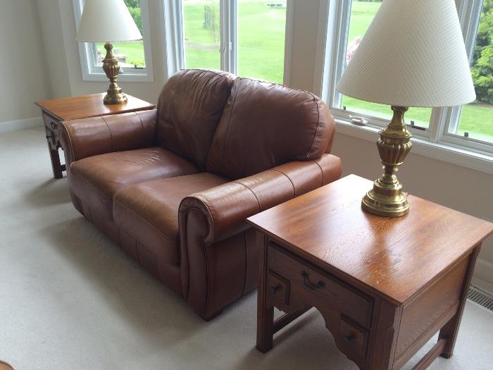 Leather Sofas and Oak End Tables
(This is a Pre-Sale item; Available for Pick-up
ON or AFTER July 16th.)