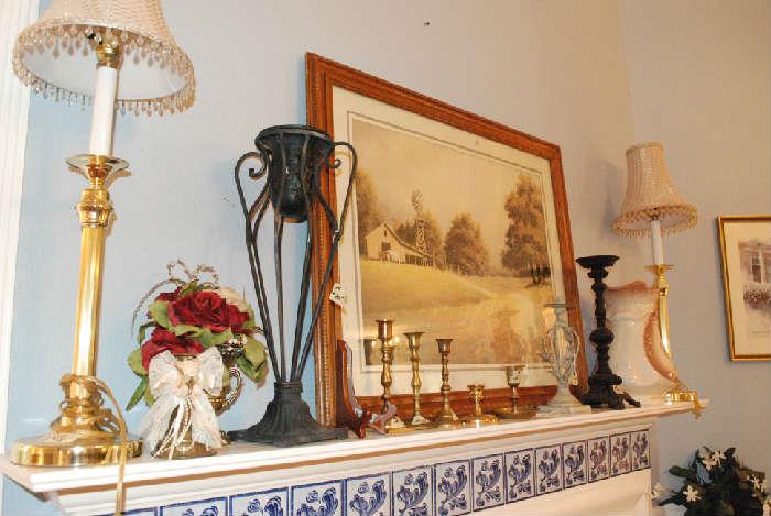 brass candlesticks -antique vase & more