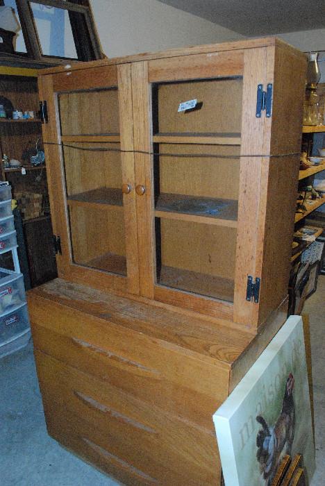 2 pc oak cabinet