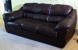 chocolate brown leather sofa (clean and in very good condition)