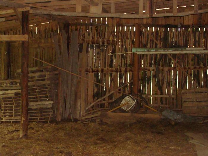 Wooden Pallets in old barn are for sale