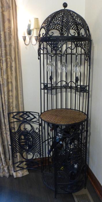 Iron Birdcage Style Bar w/16 Bottle Wine Rack