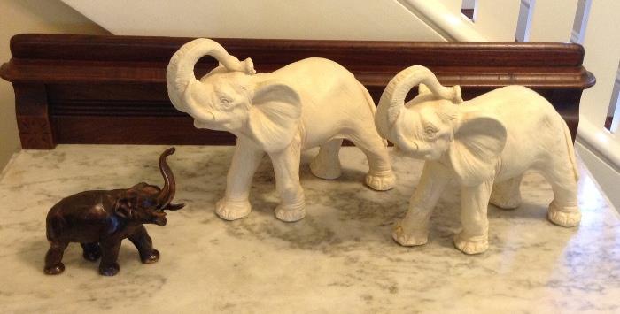 Elephants - white ones are plater, small one is heavy cast metal