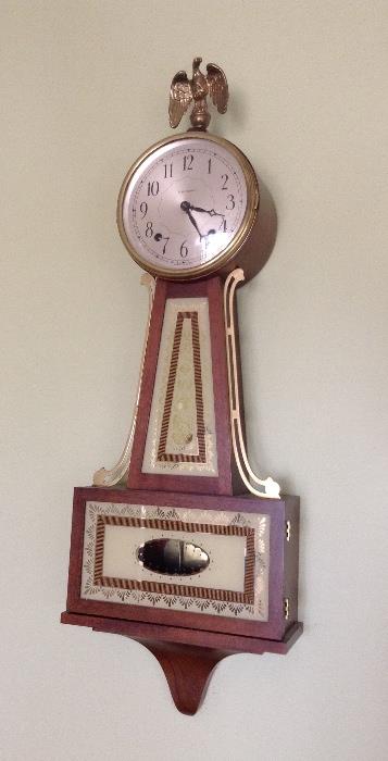 Vintage Seth Thomas "Brookfield" chiming banjo wall clock with pendulum