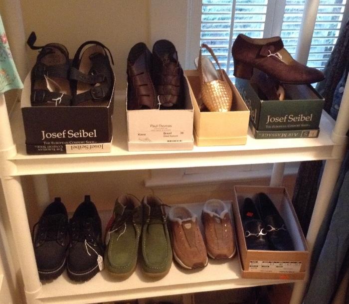 Ladies shoes size 8-9.  Brands include Josef Seibel, Skechers, Dr. Scholl & Doc Martens (not all are pictured) 
