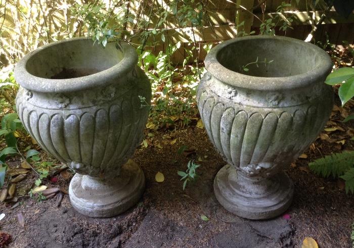 Pair of 24" cement urns by Henri Studio