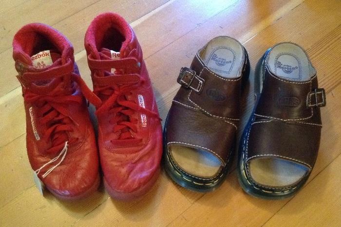 Vintage red Reebok high tops & Doc Martens sandals - both size 39 (US 8)