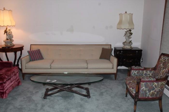 Sofa, Side Chairs Lamps & Tables