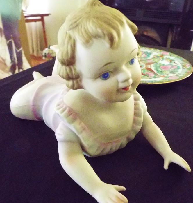 ANTIQUE GERMAN BISQUE LARGE PIANO DOLL