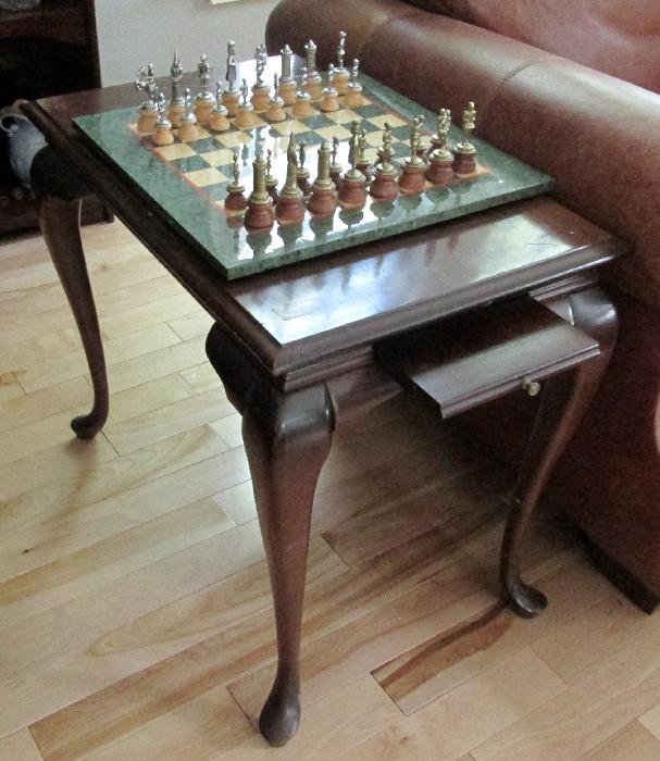 Chess Set on top of Queen Anne Style Tea Table