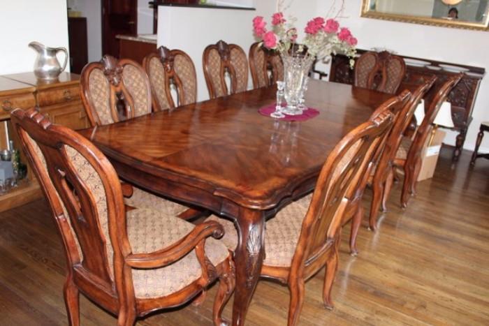 Dining Room Table with 10 Chairs