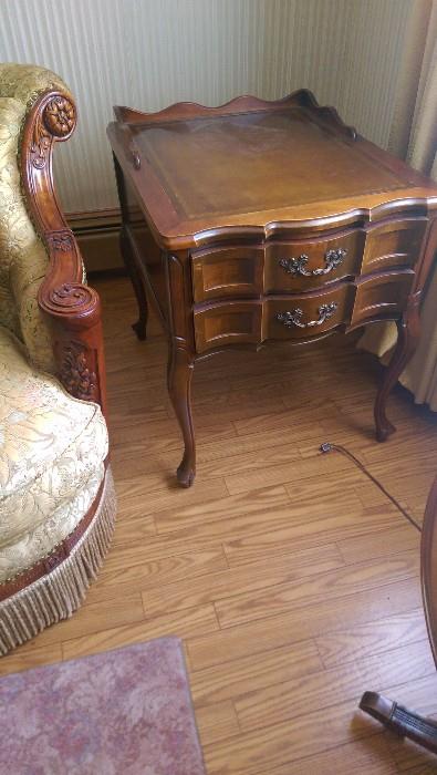 Leather Top End Set and Coffee Tables Fine Condition