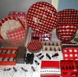 Ceramic Ant Motif Picnic Set with Ant Deviled Egg Plate, Ant Napkin Holders, Ant Salt and Pepper Shakers, Ant Candle Holders, Ant Bowls and Plates, Ant Napkins, Ant Towel and ANTS! 