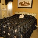 Hollywood Regency King Size Bed has matching Chest on Chest, 2 Night stands and Dresser with Mirror