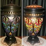 Tiffany Style Lamp-showing it lit and unlit