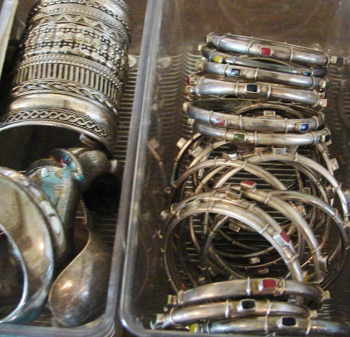 Many sterling and ethnic bangle bracelets are in the sale