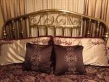 Unique, Elegant and quite chic king antique BRASS Headboard.